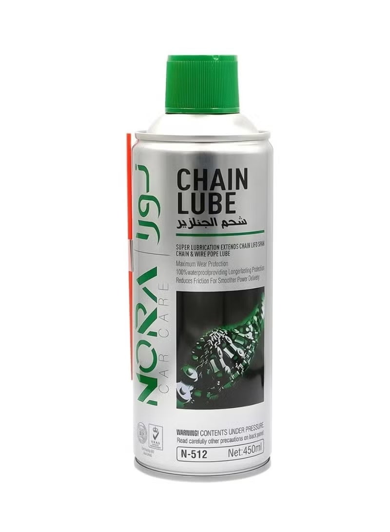 Nora Chain Lubricant, NORA Car Care, N-512, 450 ml, Superior Lubrication, Chain Protection, Wire Rope Lubricant, Reduces Friction - Image 1