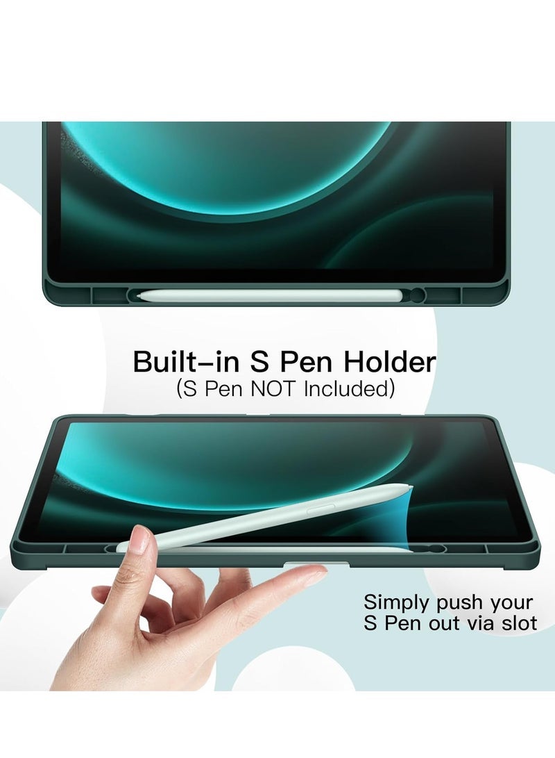 SmartGrist Case for Samsung Galaxy Tab S9 FE 10.9-Inch – Soft TPU Tri-Fold Stand Protective Cover with S Pen Holder, S Pen Charging Support, Auto Wake/Sleep (Midnight Green) - Image 3