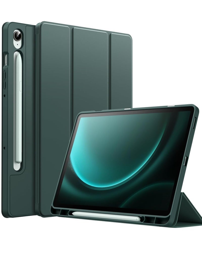 SmartGrist Case for Samsung Galaxy Tab S9 FE 10.9-Inch – Soft TPU Tri-Fold Stand Protective Cover with S Pen Holder, S Pen Charging Support, Auto Wake/Sleep (Midnight Green) - Image 1