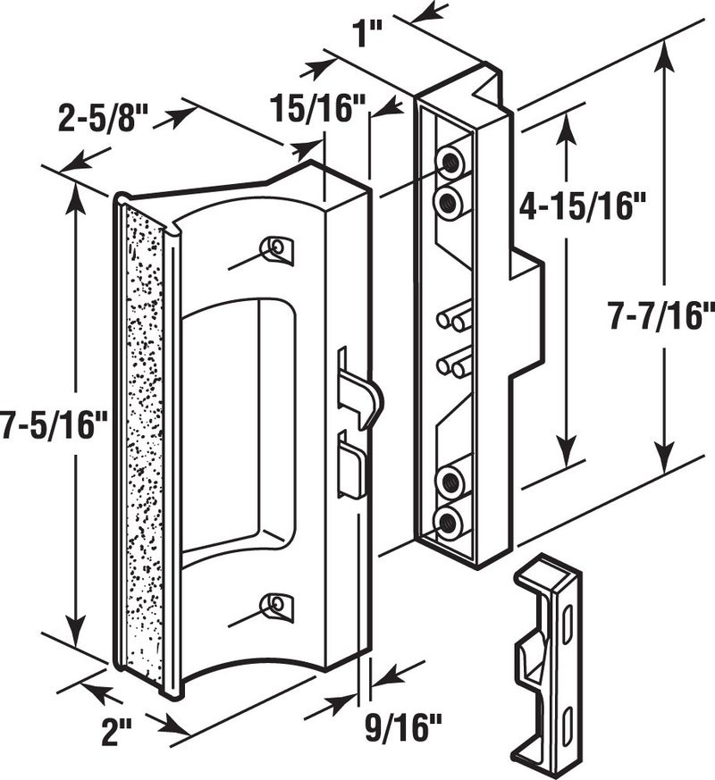 برايم-لاين مقبض باب منزلق Prime-Line C 1216، بمسافة بين مراكز الثقوب 4-15/16 بوصة، أسود (عبوة واحدة) - Image 2