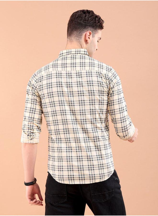 The Indian Garage Co Men Slim Fit Checkered Full Sleeves Spread Collar Casual Shirt  - Image 2