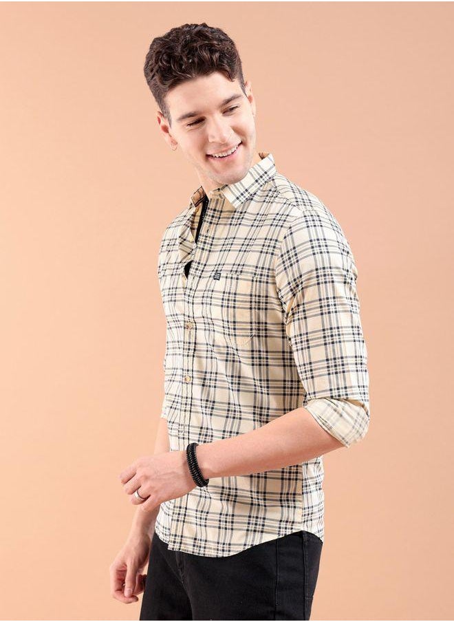 The Indian Garage Co Men Slim Fit Checkered Full Sleeves Spread Collar Casual Shirt  - Image 4