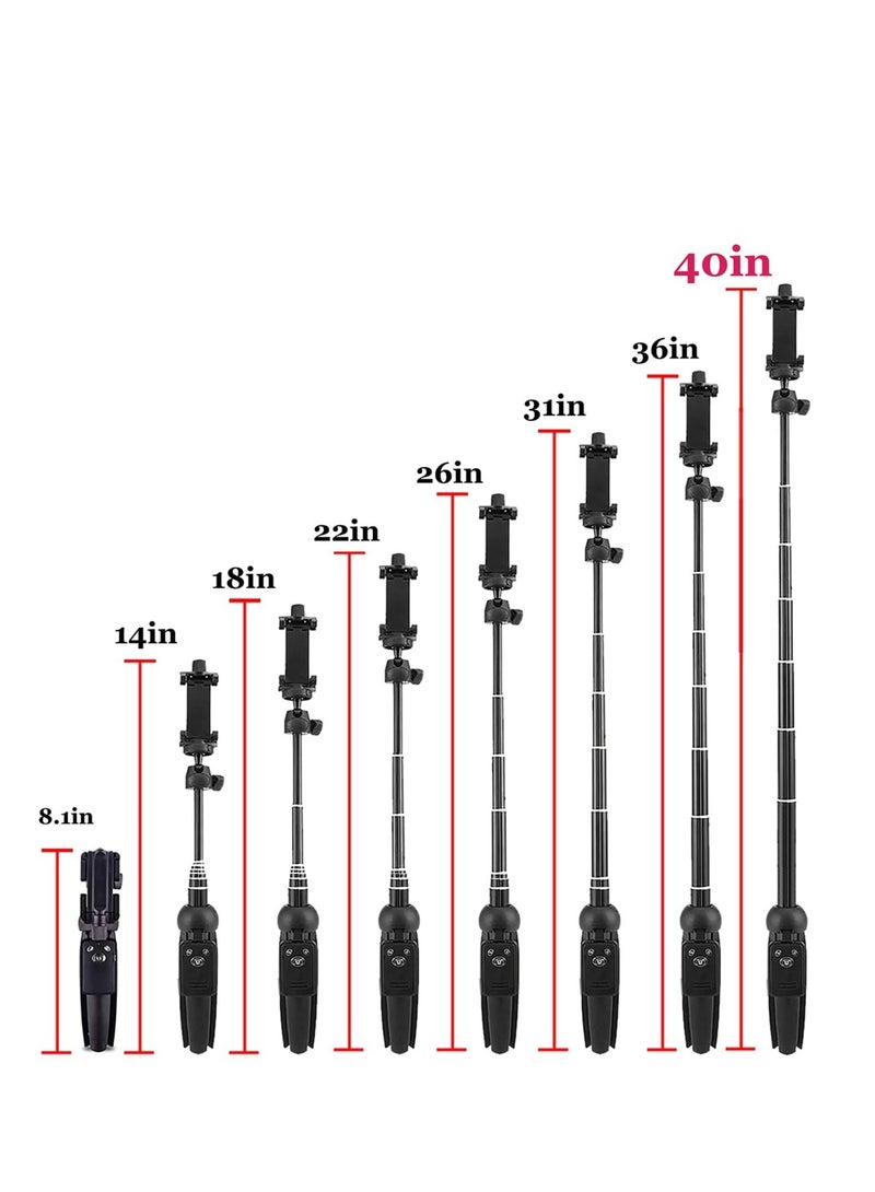 ELTRAZONE All in one Portable Aluminum Alloy Selfie Stick for iPhone Xs, 40in - Image 3