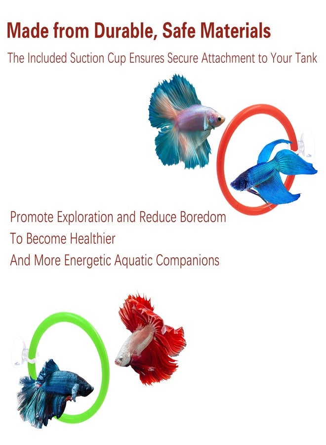 SnowTing 4 PCS Betta Fish Exercise Ring with Suction Cup and Zip Ties, Fish Training Loop for Small Tank, Betta Enrichment Toy, Aquarium Accessories, ID 2.4 Inch (Red, Green, Yellow, Orange) - Image 4