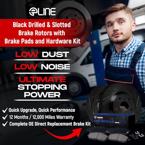 R1 Concepts Front Brakes and Rotors| Hardware Included| Front Semi Met Brake Pads and Rotors Kit| Fits 2006-2011 Cadillac DTS - Image 3