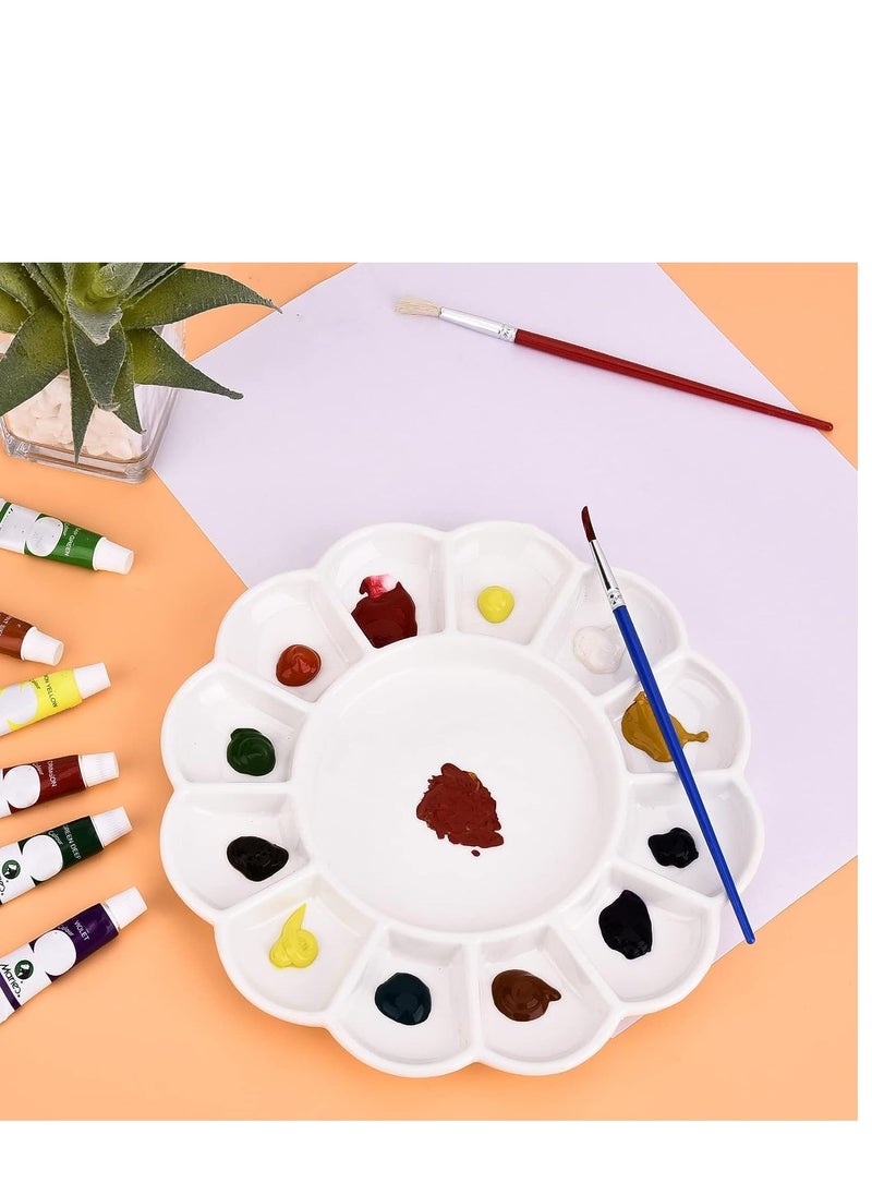 KASTWAVE 8 Inch 13 Wells Artist Ceramic Paint Palette, Circular Ceramic Watercolor Painting Mixing Tray for Watercolor Gouache Acrylic Oil Painting  - Image 3