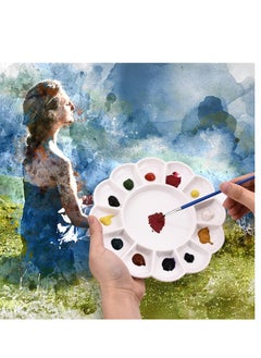 KASTWAVE 8 Inch 13 Wells Artist Ceramic Paint Palette, Circular Ceramic Watercolor Painting Mixing Tray for Watercolor Gouache Acrylic Oil Painting  - Image 4