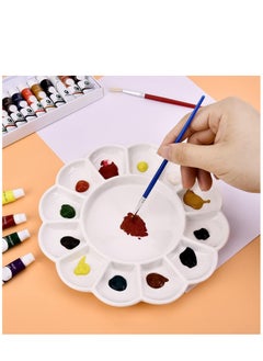 KASTWAVE 8 Inch 13 Wells Artist Ceramic Paint Palette, Circular Ceramic Watercolor Painting Mixing Tray for Watercolor Gouache Acrylic Oil Painting  - Image 2