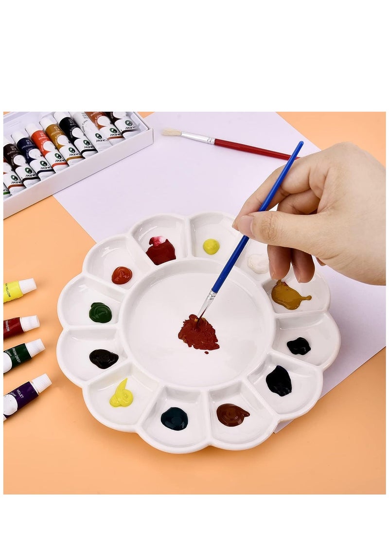 KASTWAVE 8 Inch 13 Wells Artist Ceramic Paint Palette, Circular Ceramic Watercolor Painting Mixing Tray for Watercolor Gouache Acrylic Oil Painting  - Image 2