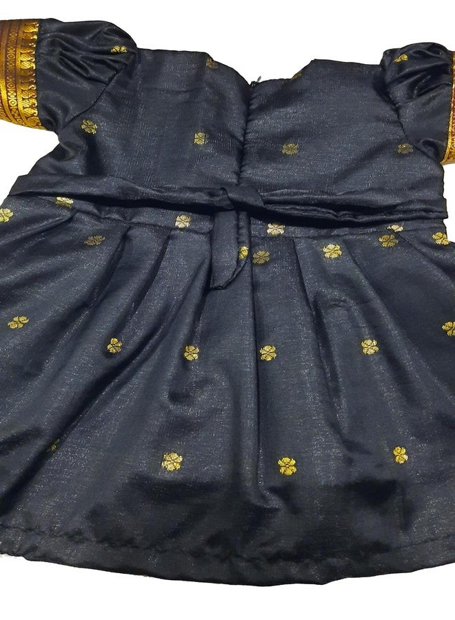 Luster Black Frock Satin (Age 0 to 5 yly), Special for Makar Sankrat, Pedda Panduga, Makara Sankranti, Pongal, Magh Bihu, Magha Mela (4-5 Years) - Image 4