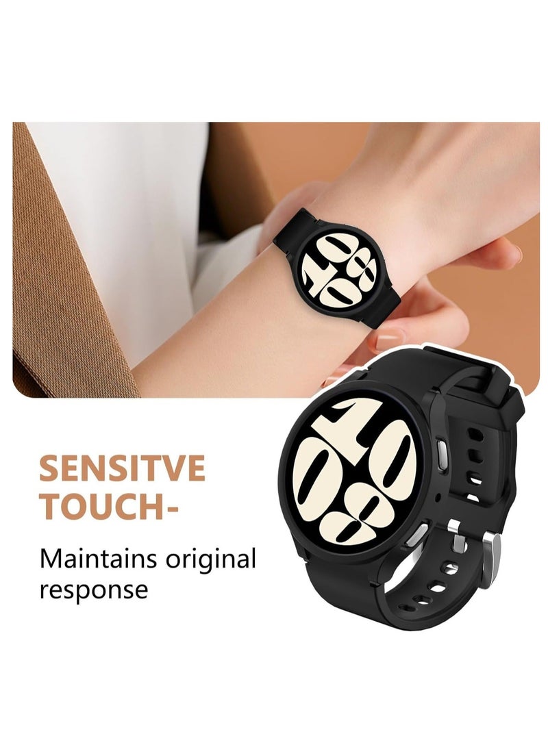 Captaintech for Samsung Galaxy Watch 6 Screen Protector and Case 44mm, Anti-Fog Tempered Glass Protective Film Face Cover Set & Hard PC Bumper Cover 【4+4Pack】 - Image 3