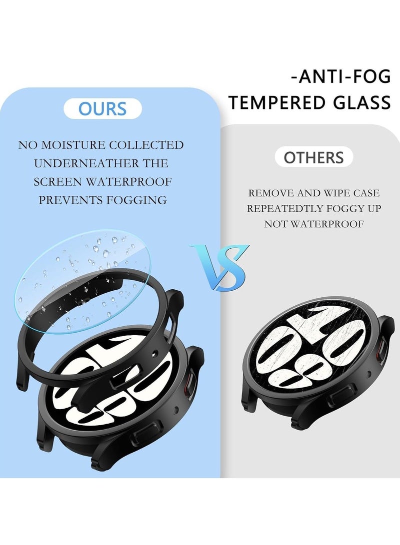 Captaintech for Samsung Galaxy Watch 6 Screen Protector and Case 44mm, Anti-Fog Tempered Glass Protective Film Face Cover Set & Hard PC Bumper Cover 【4+4Pack】 - Image 4