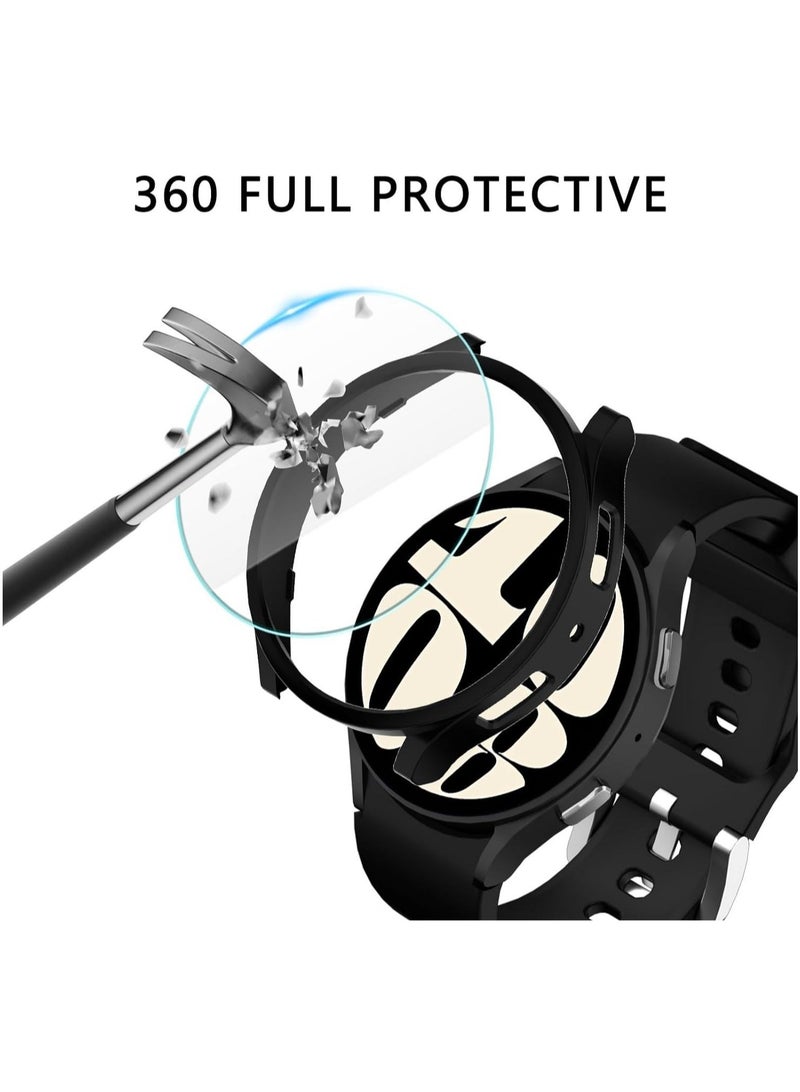 Captaintech for Samsung Galaxy Watch 6 Screen Protector and Case 44mm, Anti-Fog Tempered Glass Protective Film Face Cover Set & Hard PC Bumper Cover 【4+4Pack】 - Image 5