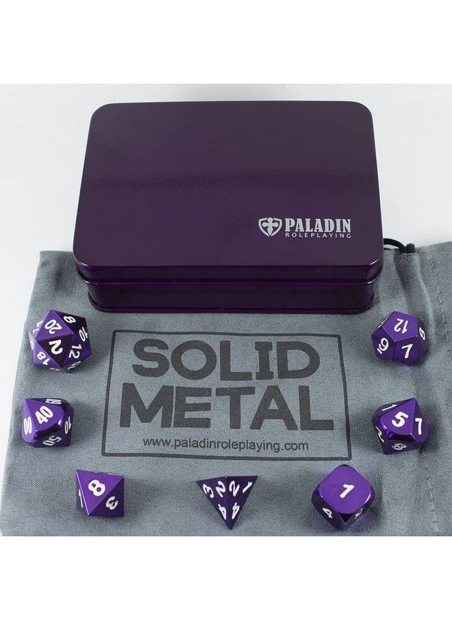 Paladin Roleplaying - Purple Metal Dice Full Polyhedral Set In Presentation Case - Image 1