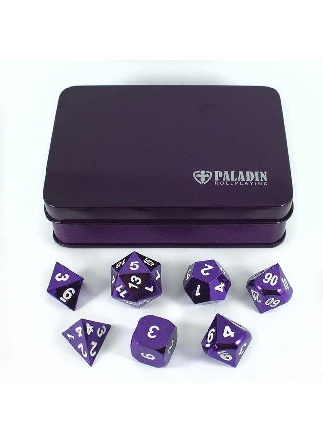 Paladin Roleplaying - Purple Metal Dice Full Polyhedral Set In Presentation Case - Image 1