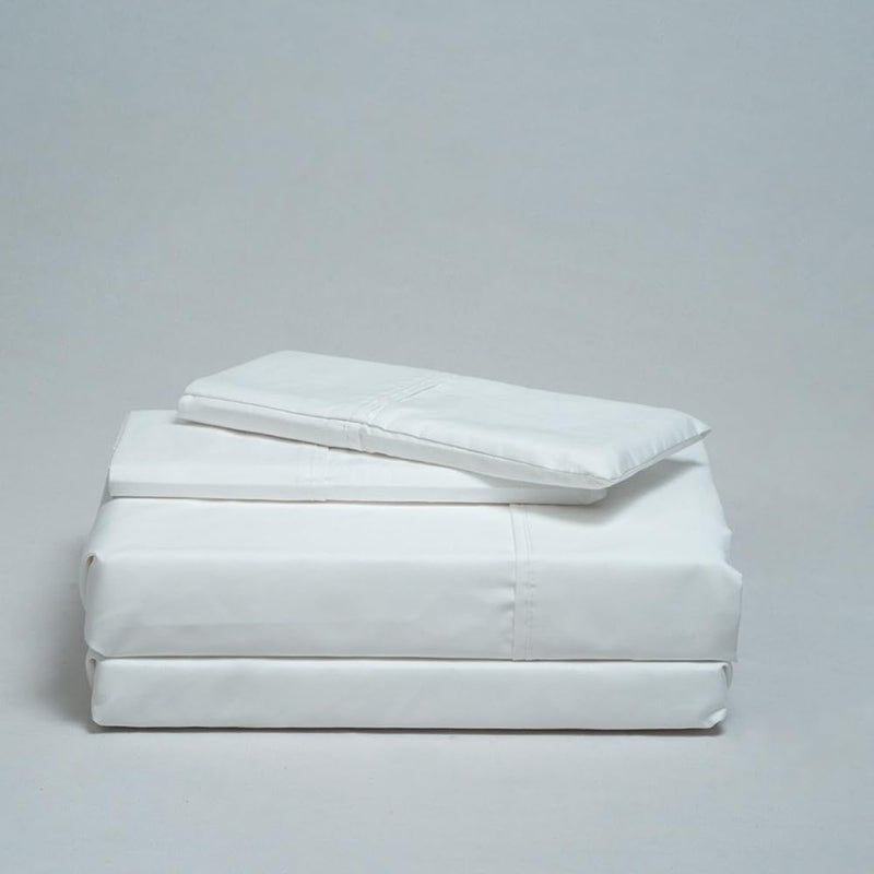 Atelier 4-Piece Bed Sheet Sets 100% Cotton Hotel Luxury 400 Thread Count Percale Weave Easy Wash Care | White | Cal King - Image 1