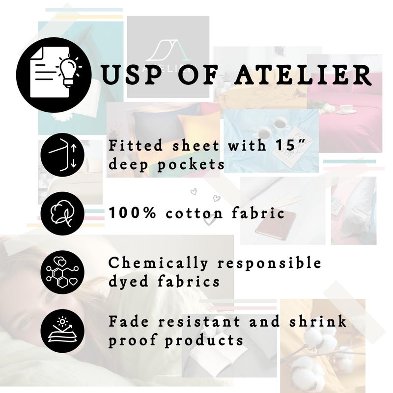 Atelier 4-Piece Bed Sheet Sets 100% Cotton Hotel Luxury 400 Thread Count Percale Weave Easy Wash Care | White | Cal King - Image 4