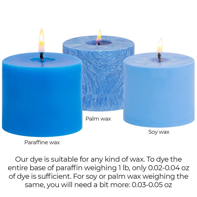 Candle Shop صبغة شمعة زرقاء 2 أونصة لصنع الشموع من الصويا - صبغات شمع الشموع عالية التركيز - رقائق صبغة ملونة مميزة لمتجر الشموع للصويا، شمع النحل، البارافين - Image 5