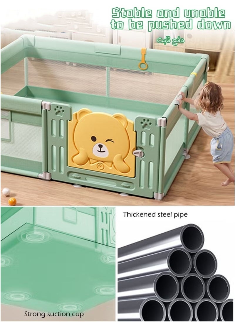 ASIV Toddler Playpen, Extra-Large Baby Playpen with Door, 150x180cm Baby-Safe Activity Center, Includes a Crawling Mat, 60 Ocean Balls, a Storage Bag, and a Pull Cord. Sturdy Playpen with a Non-Slip Base, Packable and Portable. - Image 2