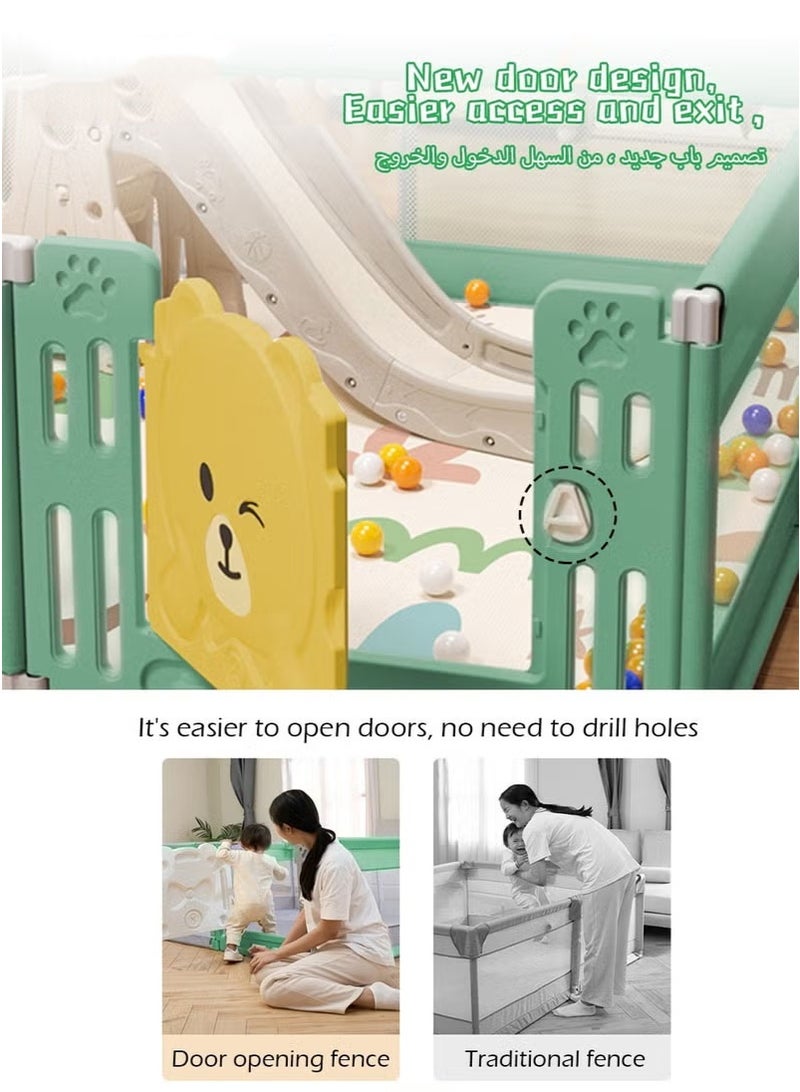 ASIV Toddler Playpen, Extra-Large Baby Playpen with Door, 150x180cm Baby-Safe Activity Center, Includes a Crawling Mat, 60 Ocean Balls, a Storage Bag, and a Pull Cord. Sturdy Playpen with a Non-Slip Base, Packable and Portable. - Image 5