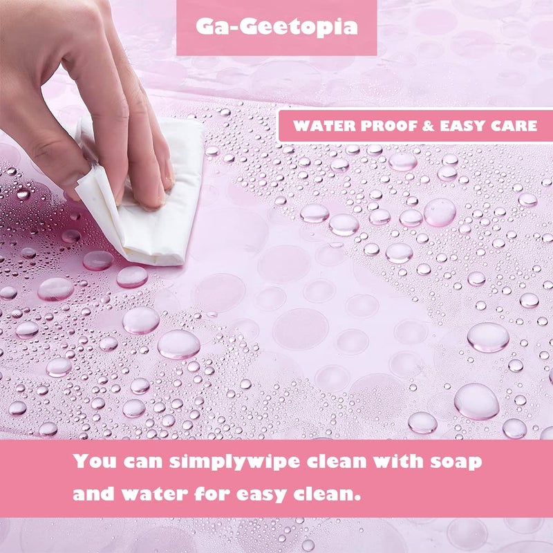 Ga-Geetopia EVA Pink Thin Shower Curtain Liner, Pebble Pattern 72x72 Inch Lightweight Plastic Bathroom Shower Showroom Inner Curtain with Rustproof Metal Grommets and Weighted Magnets(No Hooks) - Image 5