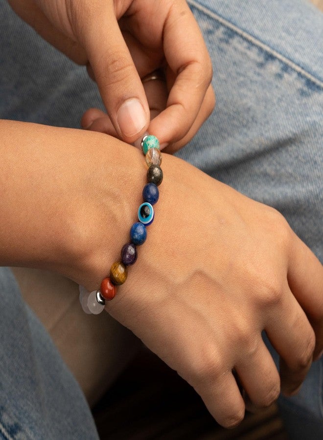 Mesmerize Womens Solace Rose Quartz 9 Chakra Bracelet | Healing Stones Bracelet | Magnetic Closure - Image 2