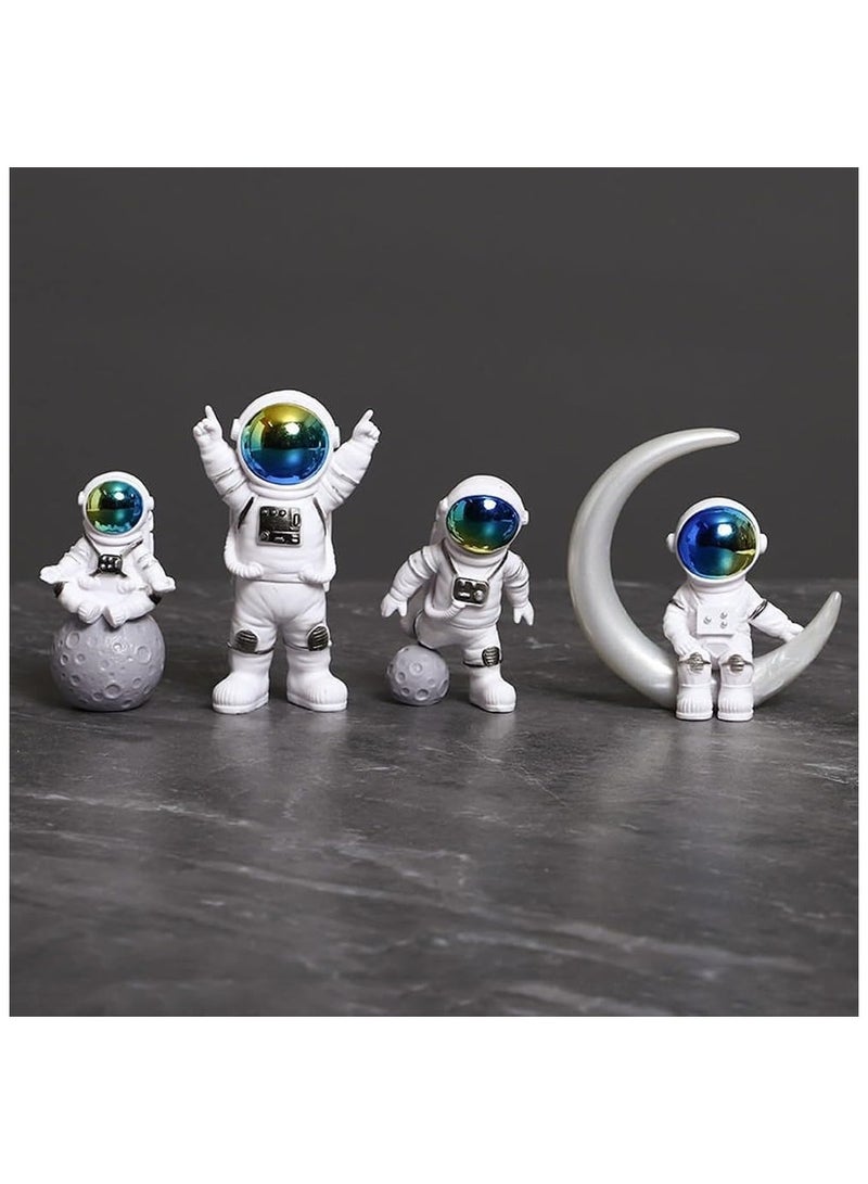 NANAO زينة رواد الفضاء، مجموعة تماثيل رواد الفضاء من 4 قطع، تماثيل رائد الفضاء من الراتنج، زينة مكتبية تمثال رائد الفضاء، تمثال رائد الفضاء بموضوع الفضاء الخارجي لتزيين المنزل والمكتب والسيارة (تدرج) - Image 3