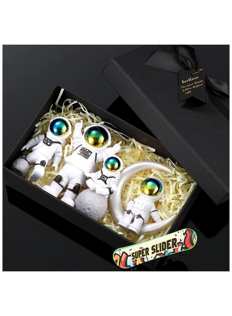 NANAO زينة رواد الفضاء، مجموعة تماثيل رواد الفضاء من 4 قطع، تماثيل رائد الفضاء من الراتنج، زينة مكتبية تمثال رائد الفضاء، تمثال رائد الفضاء بموضوع الفضاء الخارجي لتزيين المنزل والمكتب والسيارة (تدرج) - Image 4