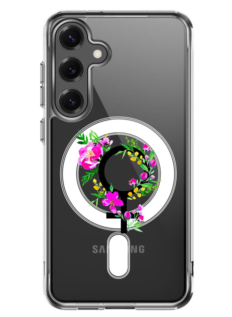 Theodor Magnetic Case for Samsung Galaxy S25 Plus 6.7-inch Compatible with MagSafe Wireless Charging, Shockproof Phone Bumper Cover womens day floral  - Image 1