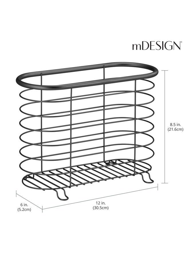 mDesign Steel Magazine Holder Storage Organizer Bin - for Bathroom, Living Room, Home Office Organization - Holds Papers, Books, Files, Folders - Omni Collection - Matte Black - Image 4