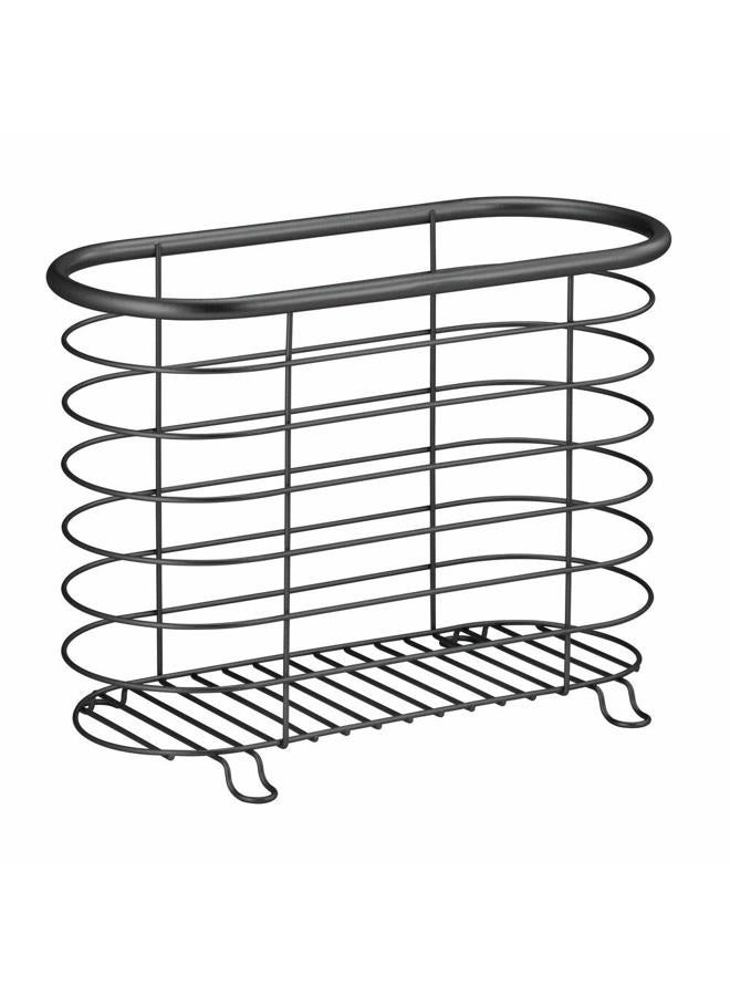 mDesign Steel Magazine Holder Storage Organizer Bin - for Bathroom, Living Room, Home Office Organization - Holds Papers, Books, Files, Folders - Omni Collection - Matte Black - Image 5
