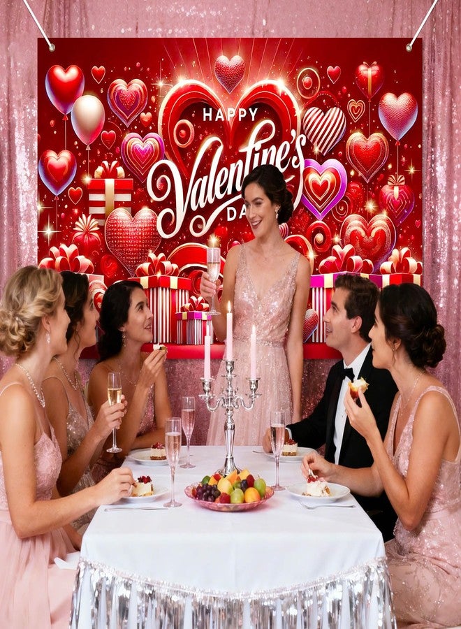 BlissYard Valentine's Day Backdrop Red Heart Photo Backdrop Valentine's Day Banner Backdrops for Photoshoot Birthday Mother's Day Photography Background Banner Photo Booth Studio Props 71x43 Inch - Image 5