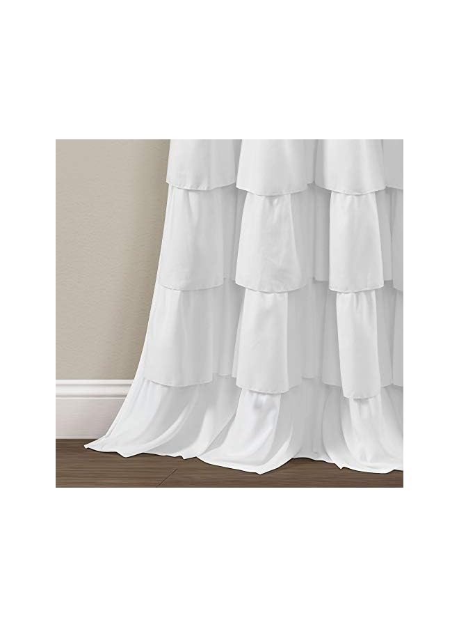 The Bros, White Ruffle Window Curtain-Shabby Chic Farmhouse Style Panel for Living, Dining Room, Bedroom (Single), 84” x 50 L - Image 4
