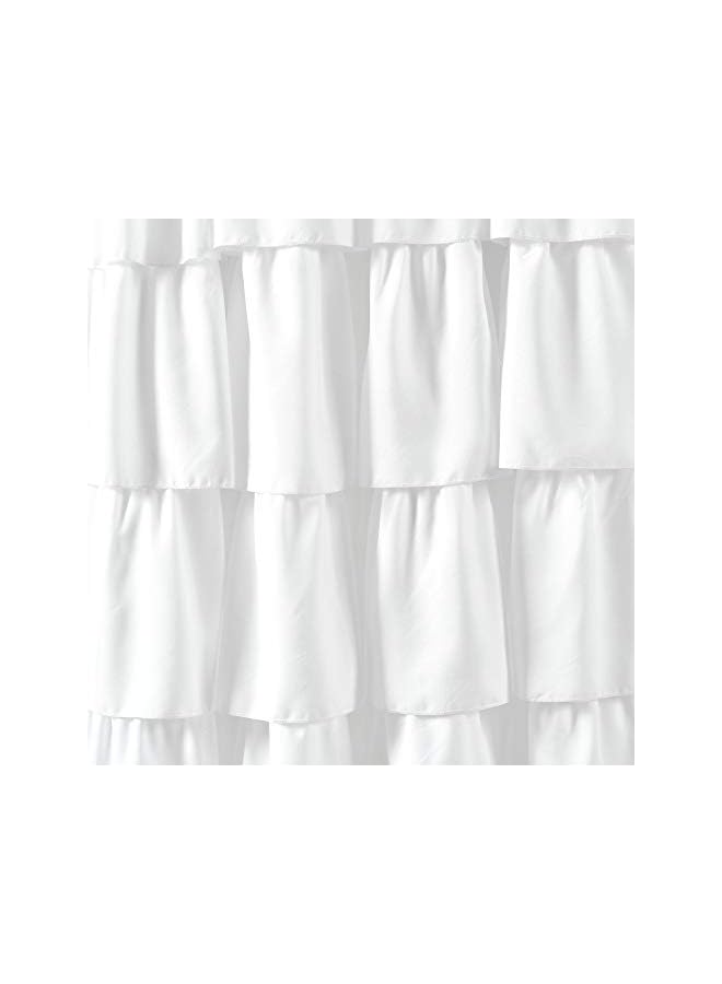 The Bros, White Ruffle Window Curtain-Shabby Chic Farmhouse Style Panel for Living, Dining Room, Bedroom (Single), 84” x 50 L - Image 3