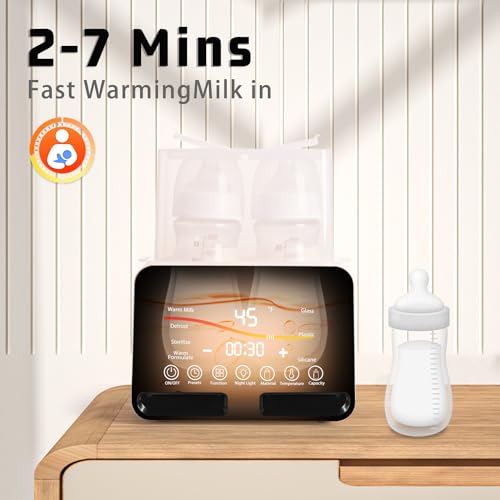 Losbenco Double Bottle Warmer and Steri-lizer, 8-in-1 Fast Baby Milk Warmer with Timer for Breastmilk or Formula, Multifunctional Bottle Warmer with Food Heater Defro - Image 2
