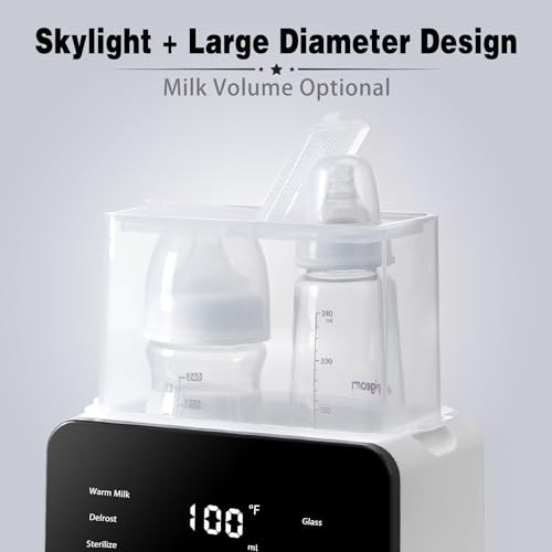 Losbenco Double Bottle Warmer and Steri-lizer, 8-in-1 Fast Baby Milk Warmer with Timer for Breastmilk or Formula, Multifunctional Bottle Warmer with Food Heater Defro - Image 3