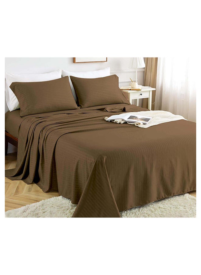 Hotel Collection HOTEL COLLECTION Stripe COFFEE BROWN Double Fitted Sheet 150x200 cm with 2 Pillow Cases  - Image 3