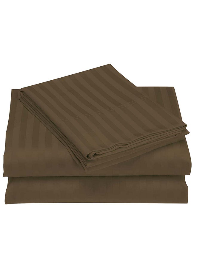Hotel Collection HOTEL COLLECTION Stripe COFFEE BROWN Double Fitted Sheet 150x200 cm with 2 Pillow Cases  - Image 4