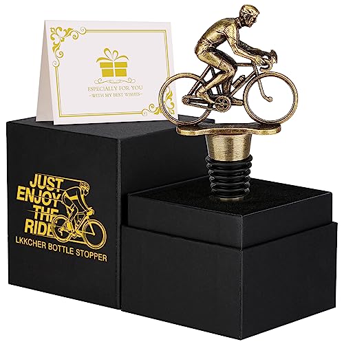 LKKCHER Bicycle Wine Bottle Stopper, Cute Wine Gifts for Men Women, Vintage Bicycle Cycling Gifts, Father Gifts Christmas Birthday Gifts for Rider Cyclist, Bronze Wine Saver, Wine Accessories - Image 2