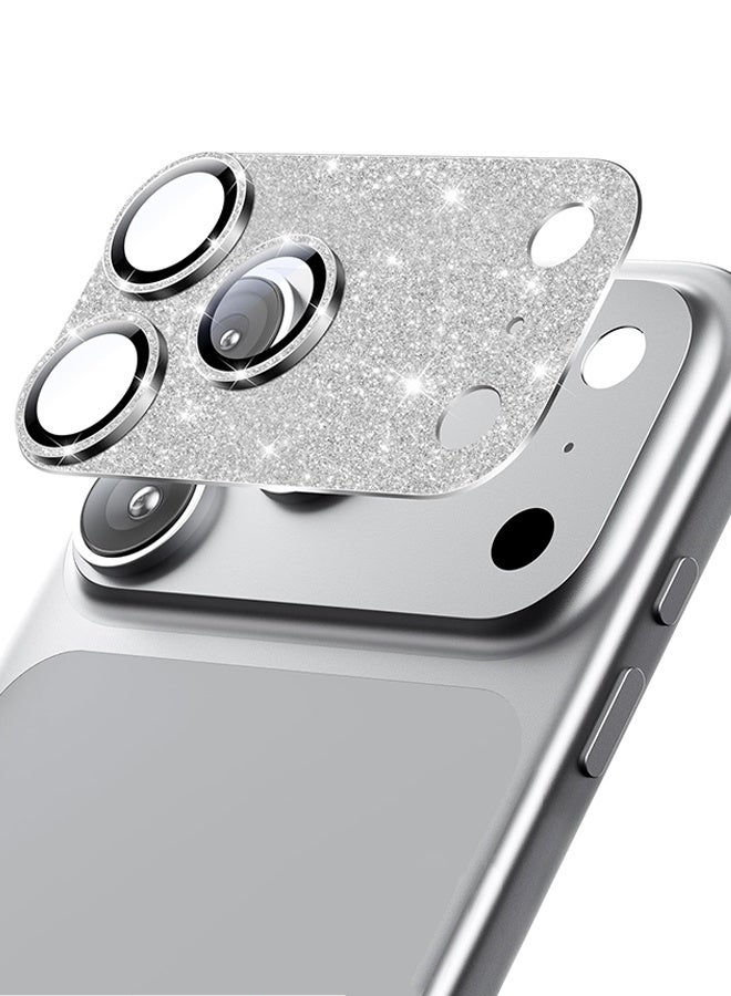 SUNDAREE واقي عدسة كاميرا iPhone 17 Pro - [مقاوم للكسر بدرجة عسكرية بطول 12 قدمًا] [امتصاص قوي] غطاء كامل من الزجاج المقوى 9H+ لشاشة الكاميرا، مناسب للجراب، فضي لامع - Image 1