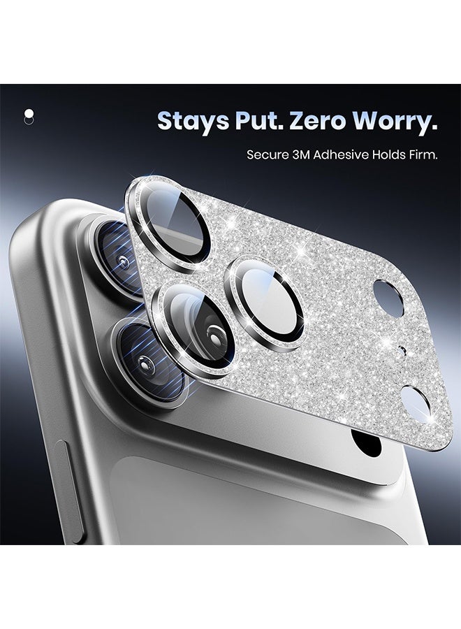 SUNDAREE واقي عدسة كاميرا iPhone 17 Pro - [مقاوم للكسر بدرجة عسكرية بطول 12 قدمًا] [امتصاص قوي] غطاء كامل من الزجاج المقوى 9H+ لشاشة الكاميرا، مناسب للجراب، فضي لامع - Image 5