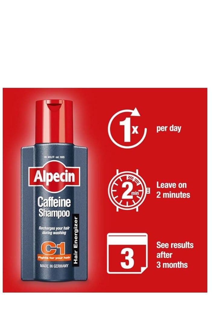 ألبيسين شامبو البيكين كافيين C1 صنع في المانيا لمنع تساقط الشعر وتعزيز حيويته ونموه الطبيعي للرجال، 375 مل، انرجايزر لشعر قوي، من الببيسين - Image 5