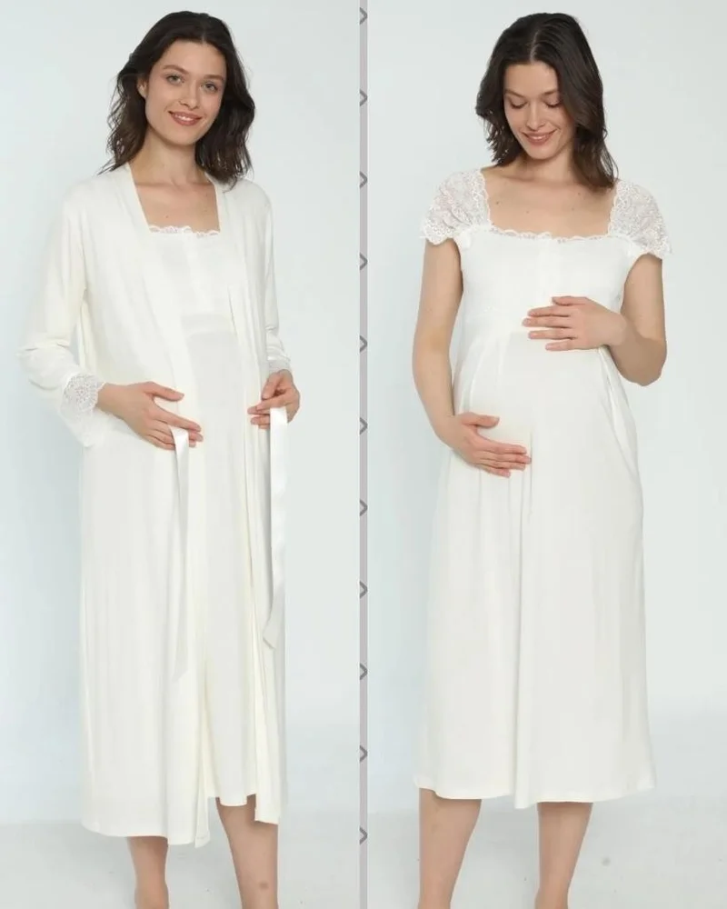 Birol Gaye 1001PREGNANT Maternity Nightgown Dressing Gown Set