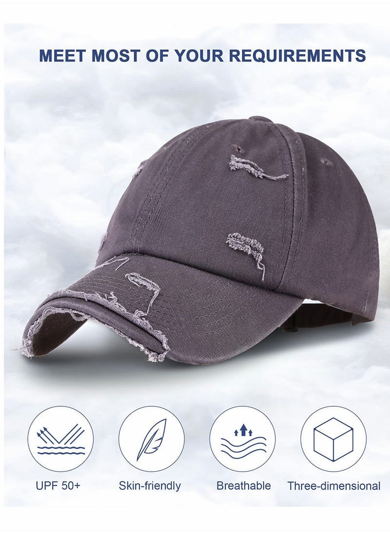 SYOSI White Vintage Distressed Hat Washed Baseball Cap Adjustable Cotton Dad Hat for Men Women  - Image 4