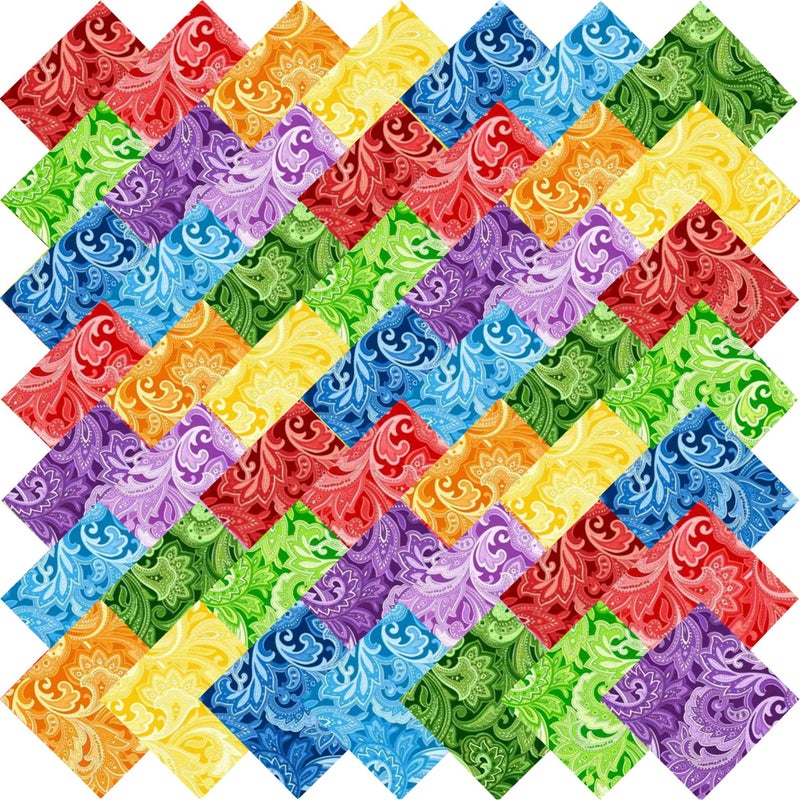 LENAILIN 50pcs 10 x 10 inches Multicolor Cotton Fabric Bundle Squares for Quilting Sewing, Precut Fabric Squares for Craftï¼ŒPaisley - Image 1