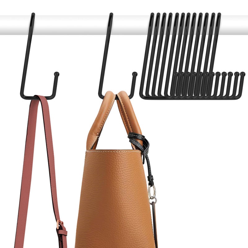 ZEDODIER 15 Pack Purse Hanger Closet Bag Organizer Purse Hooks for Closet Keeping Purses Visible and in Good Condition Metal Hanging Backpack Holder Rack Black