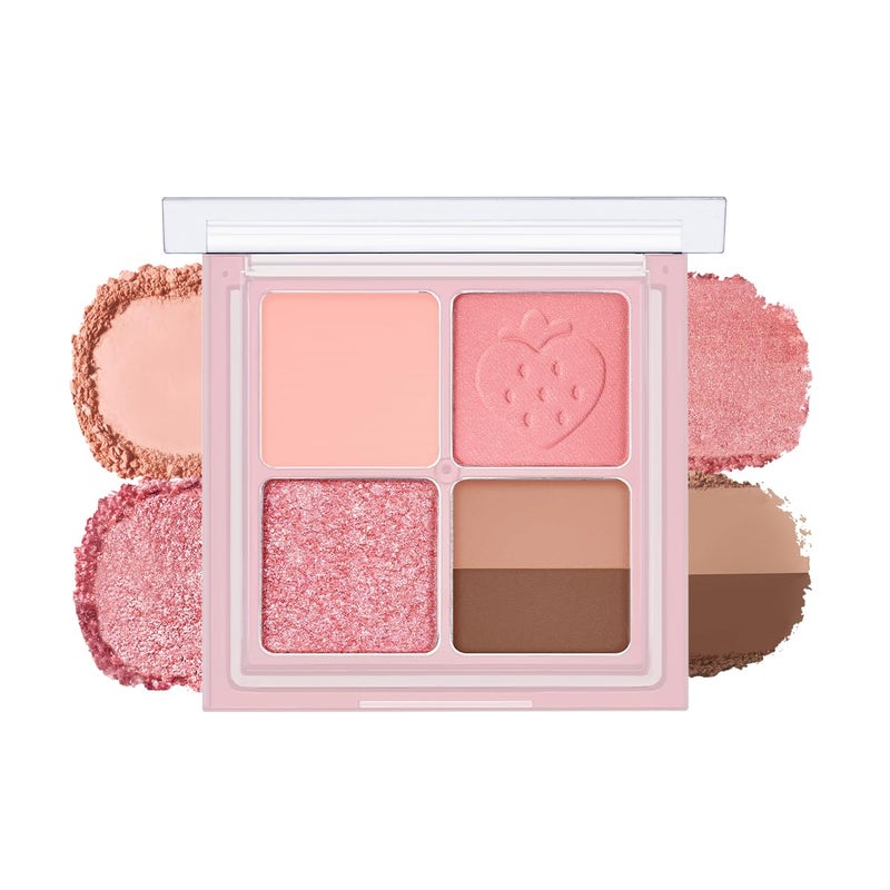 Peripera Ink Pocket Shadow Palette, Eyeshadow Quads, Creamy Formula, Blendable Matte & Shimmer Shades, Easy to Apply (007 SPRING STRAWBERRIES IN THE SUN, One Size) - Image 1