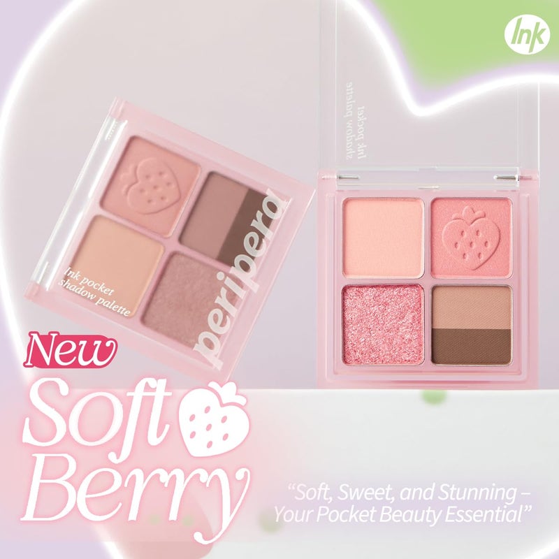 Peripera Ink Pocket Shadow Palette, Eyeshadow Quads, Creamy Formula, Blendable Matte & Shimmer Shades, Easy to Apply (007 SPRING STRAWBERRIES IN THE SUN, One Size) - Image 2