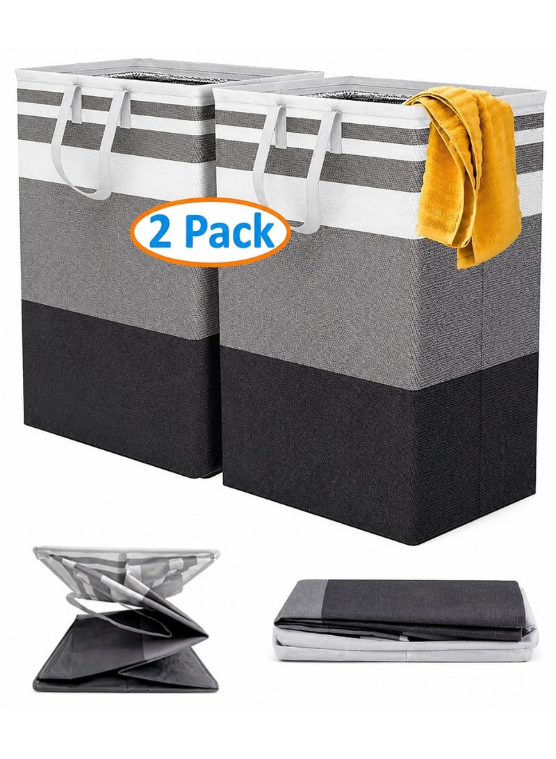 ELASAR 2 Pack Laundry Basket Collapsible Laundry Bag with Easy Carry Handles Freestanding Laundry Hamper for Clothes, Blankets, Cushions - Image 1