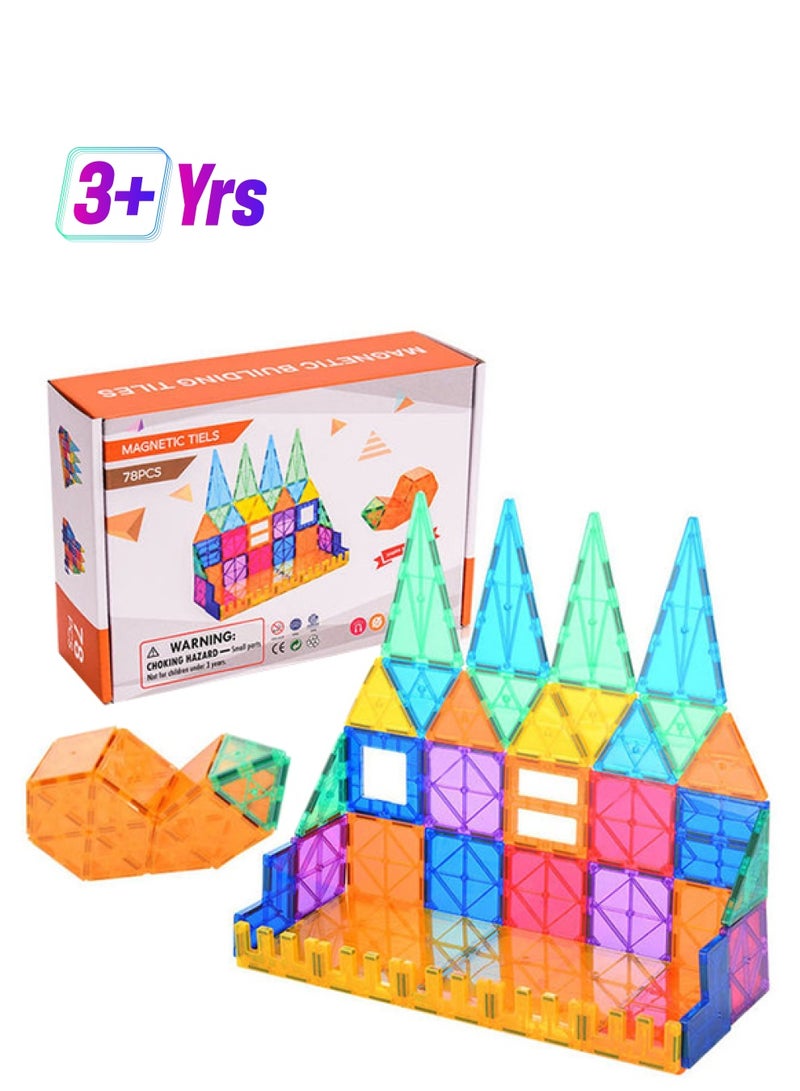 عربست مجموعة مكعبات بناء مغناطيسية للأطفال والأطفال الصغار مكونة من 78 قطعة JZRtoys14 78 أكبر من3 سنوات - Image 1
